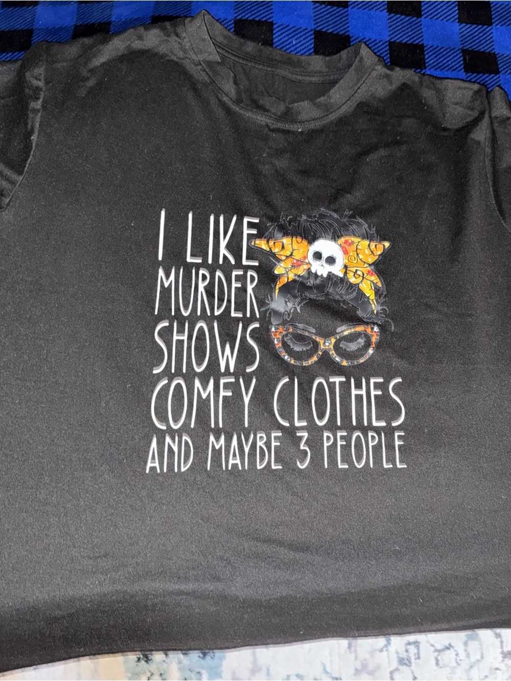 5 Shirts- SHEIN Black Short Sleeve Tee with Graphic Skull Bandana and Glasses